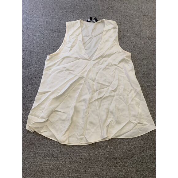 Theory Women's Medium White Cream Top Blouse Sleeveless V Neck - Picture 1 of 10